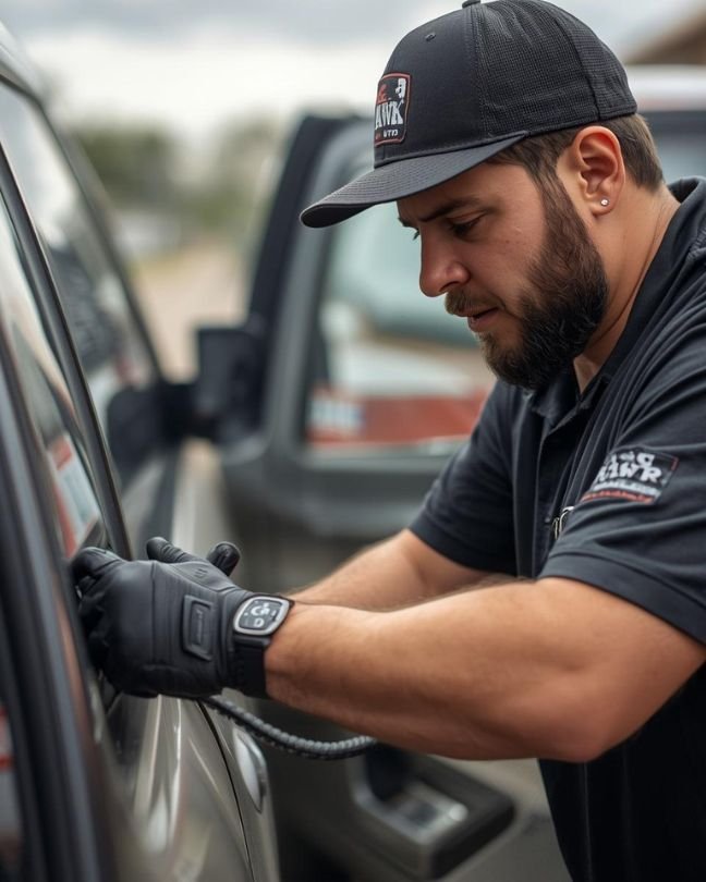 Licensed Hawk Towing & Auto technician providing professional roadside assistance in Beaumont, Texas.